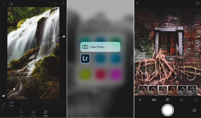 tela do aplicativo para editar foto chamado lightroom