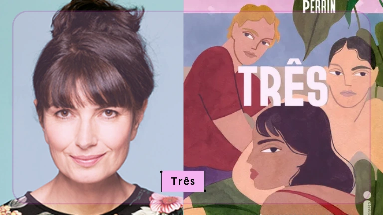 autora do livro valerie perrin ao lado do livro tres
